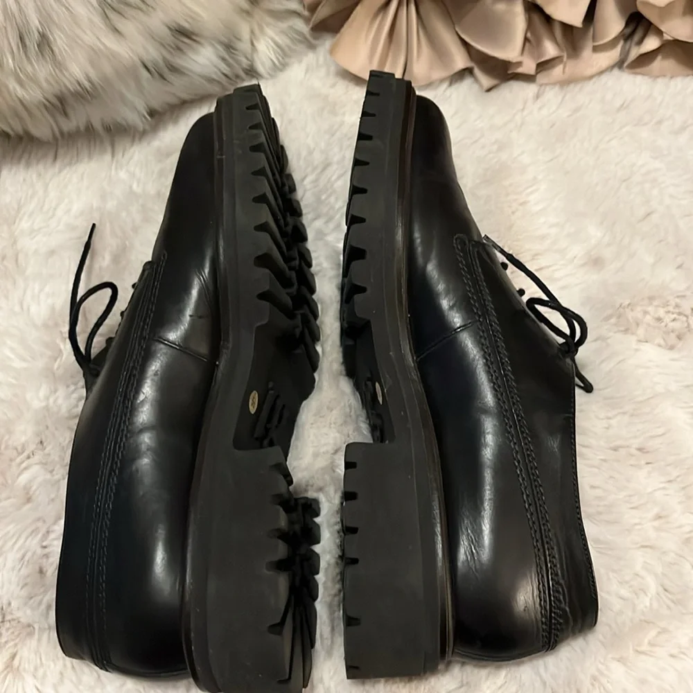 Paul Green Black Leather Lace Up Mens Lug Sole Shoes Sz 5